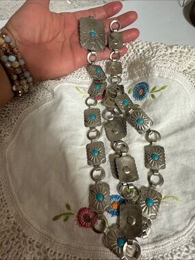 Turquoise Accent Silver-Tone Statement belts- Women Jewelry